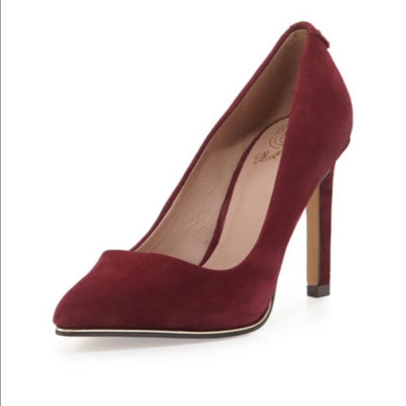 Burgundy Red Suede Stiletto Pump - Picture 2 of 6